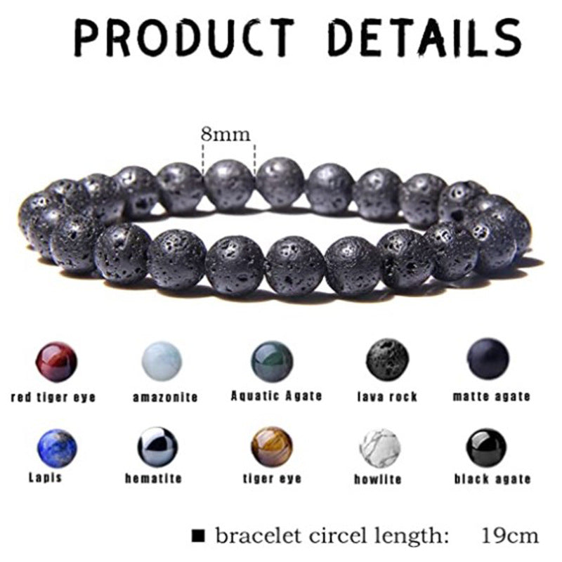 White-barked Pine Volcanic Stone Handmade Beaded Bracelet