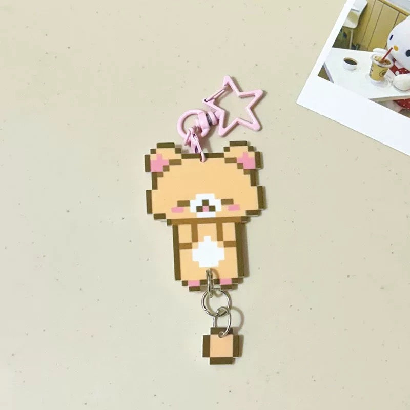 Pixel Cartoon Key Button Schoolbag Cute Acrylic Hang Decorations Hanging Ornaments