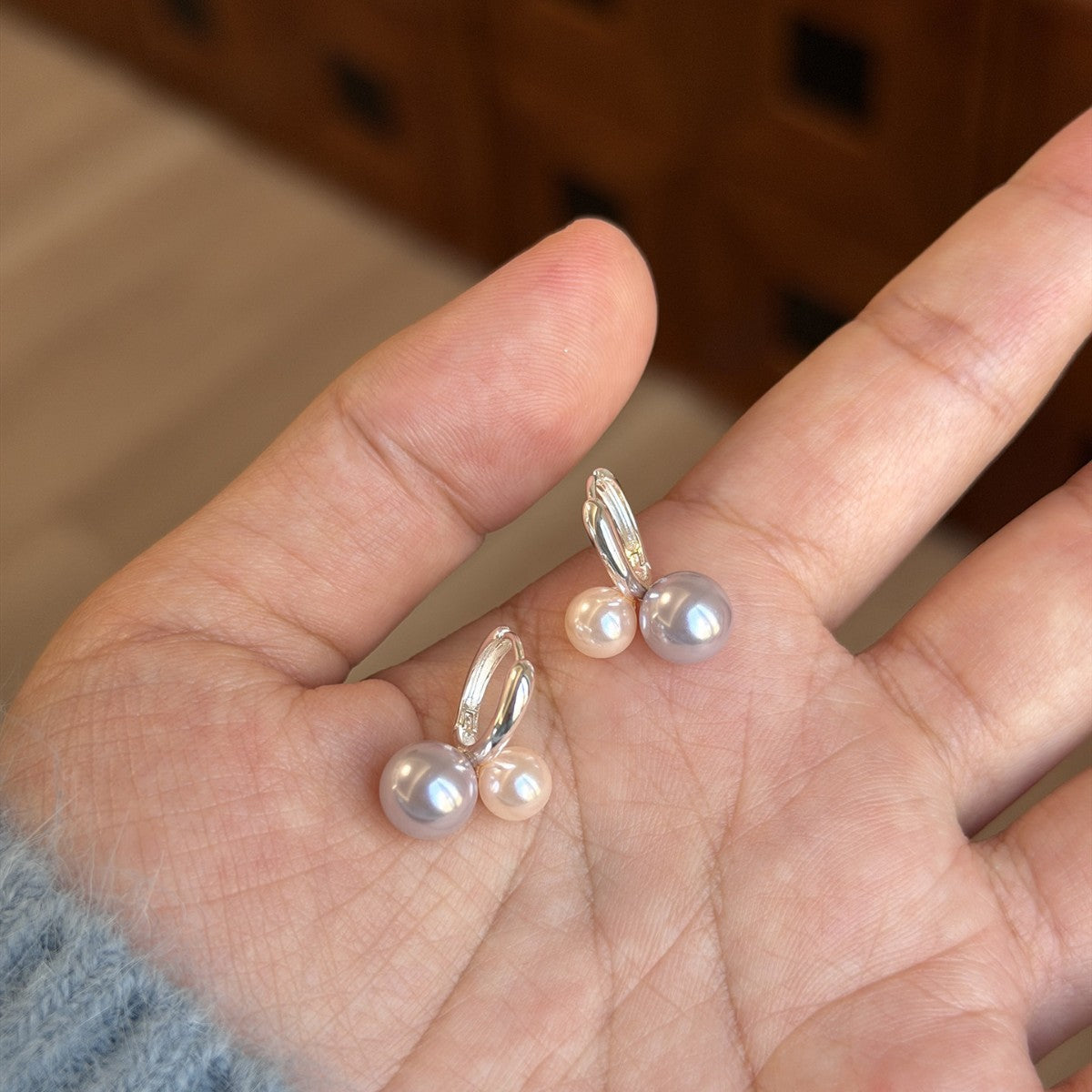 Gentle Spring Smokey Violet Pink Pearl Rings