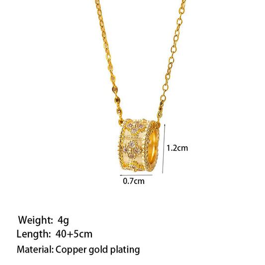 Women's Lux Full Zirconium Copper Micro Inlay Real Gold Plating Necklaces