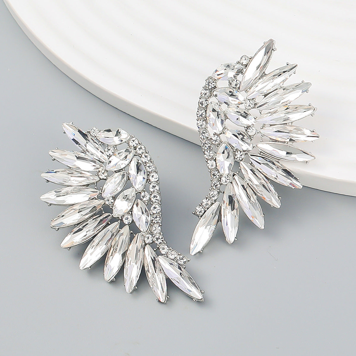Diamond Colorful Crystals Big Bowknot Fashion Exaggerated High-grade Large Earrings