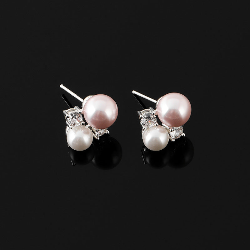 Gentle Pink Pearl Mosquito Coil Ear Earrings