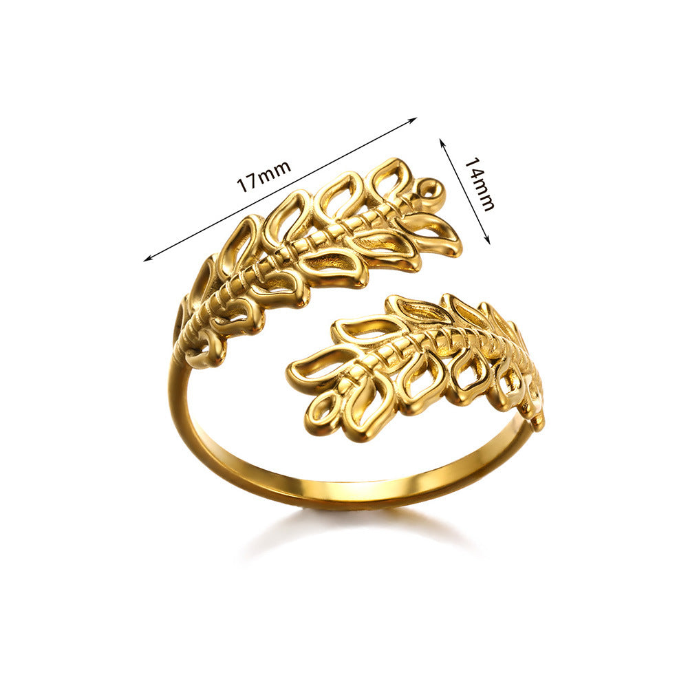 Women's Simple Line Open Stainless Steel Gold-plated Rings