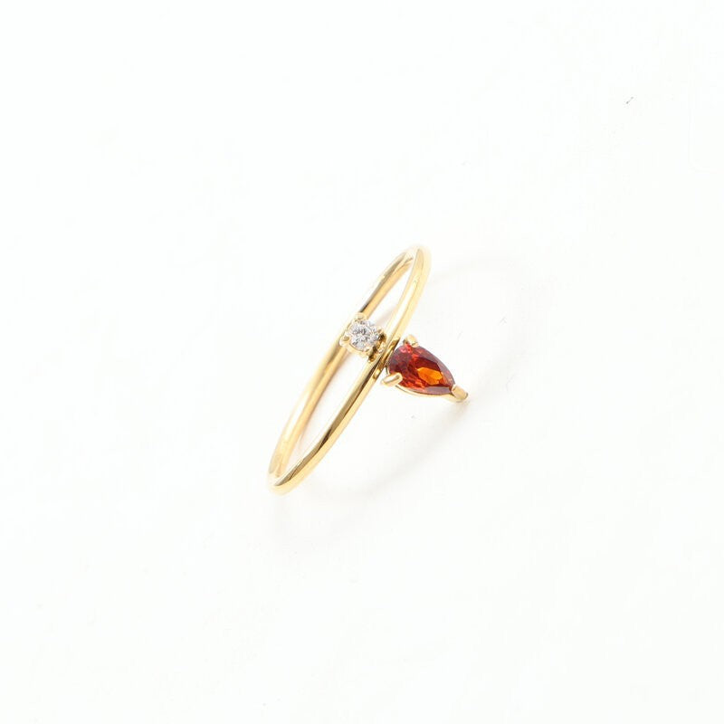 Jacinth White Zircon Thin Titanium Steel Gold Rings