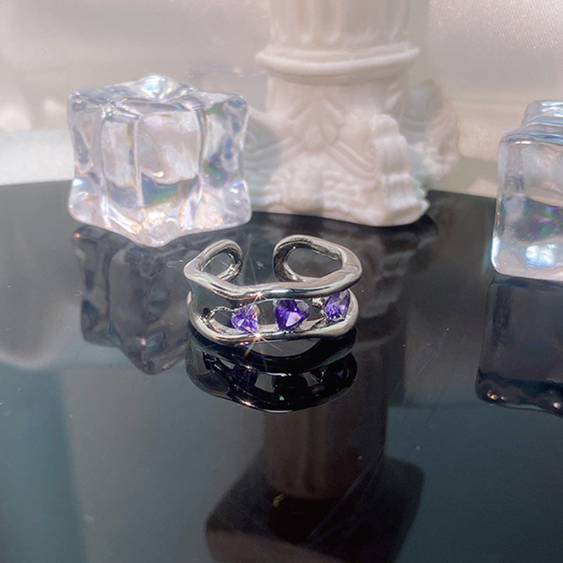 Cool Style Romantic Gentle Purple Series Rhinestone Open-end Rings