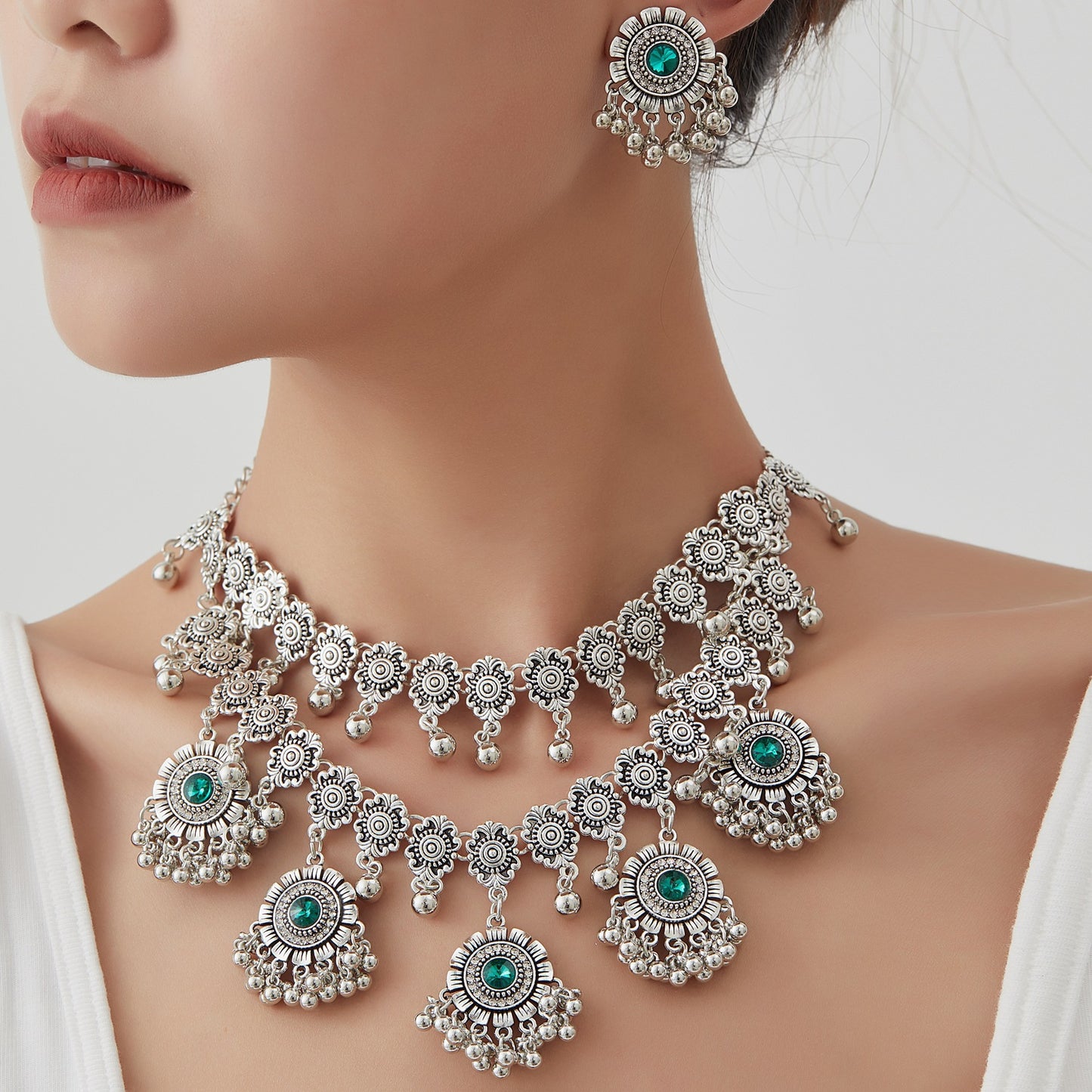 Beads String Tassel Exotic Indian Style Jewelry Set