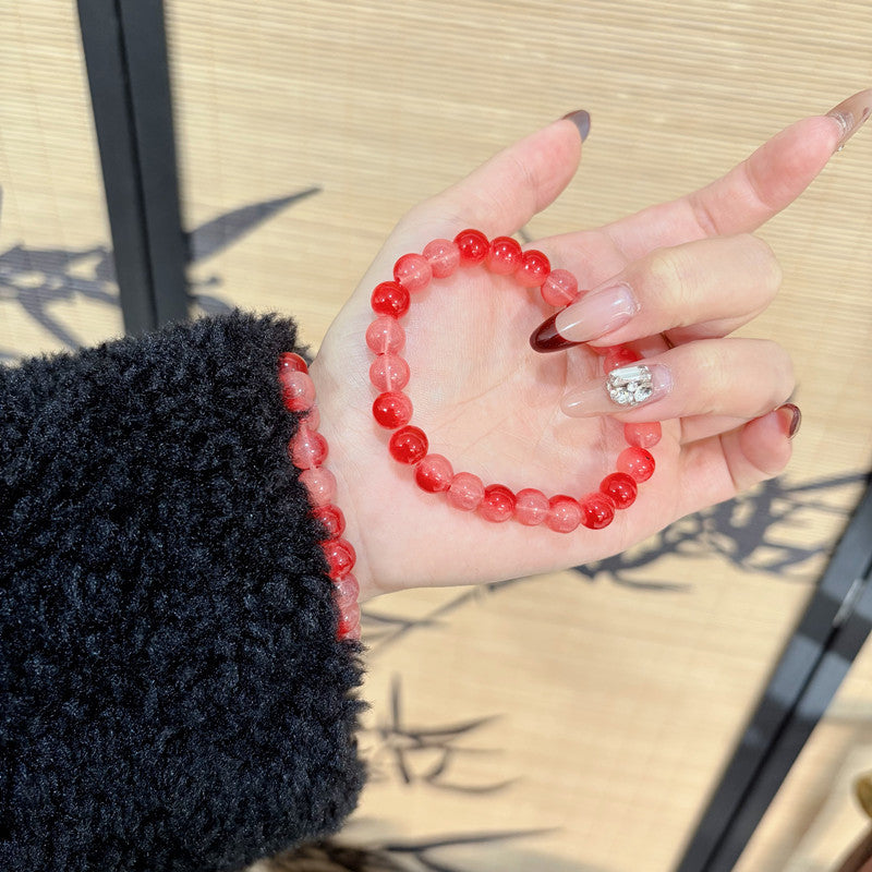 Sweet Glaze Watermelon Red Beaded Girlfriends Gift Bracelet