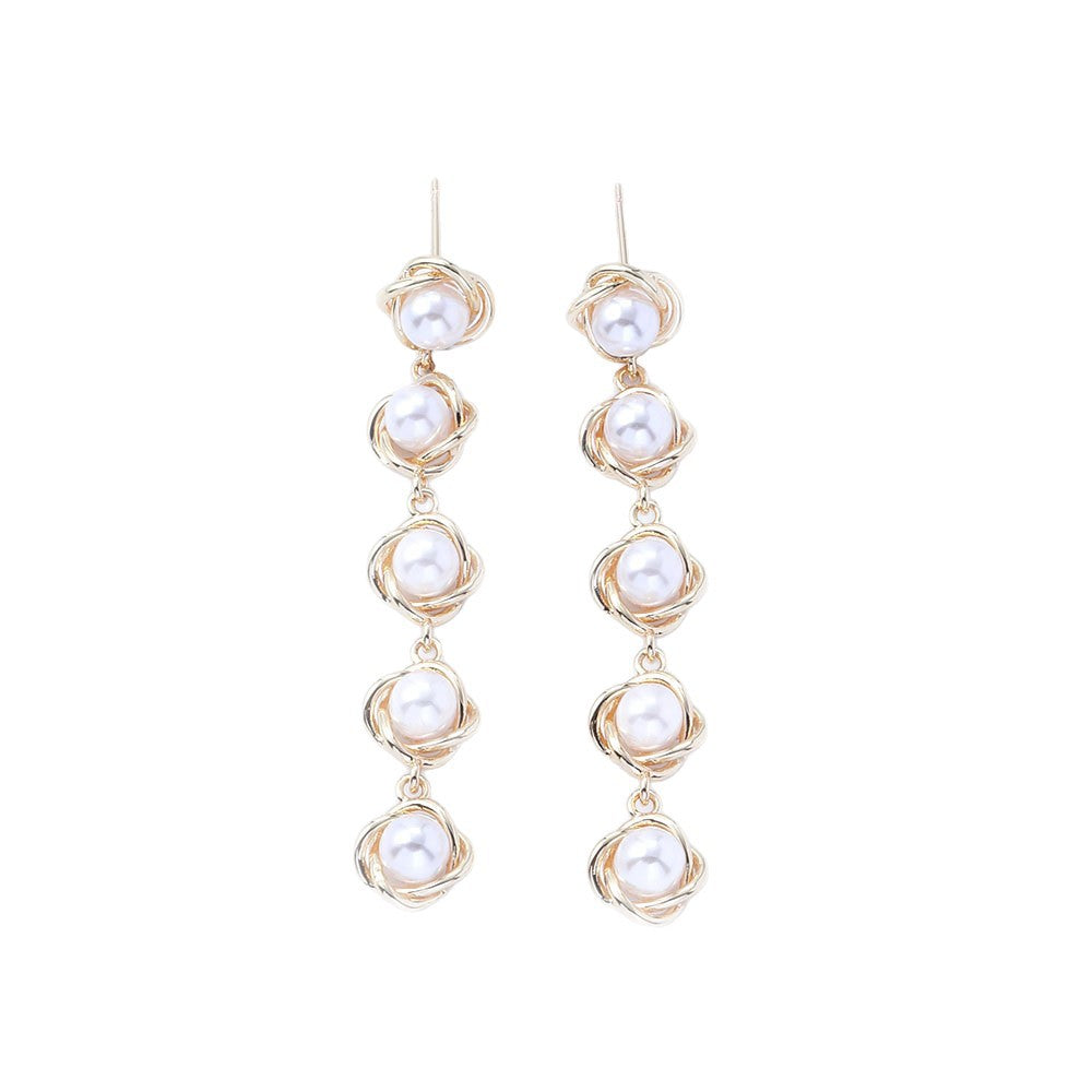 Luxury French Pearl Three-piece Gold Winding Shell Elegant Jewelry Set