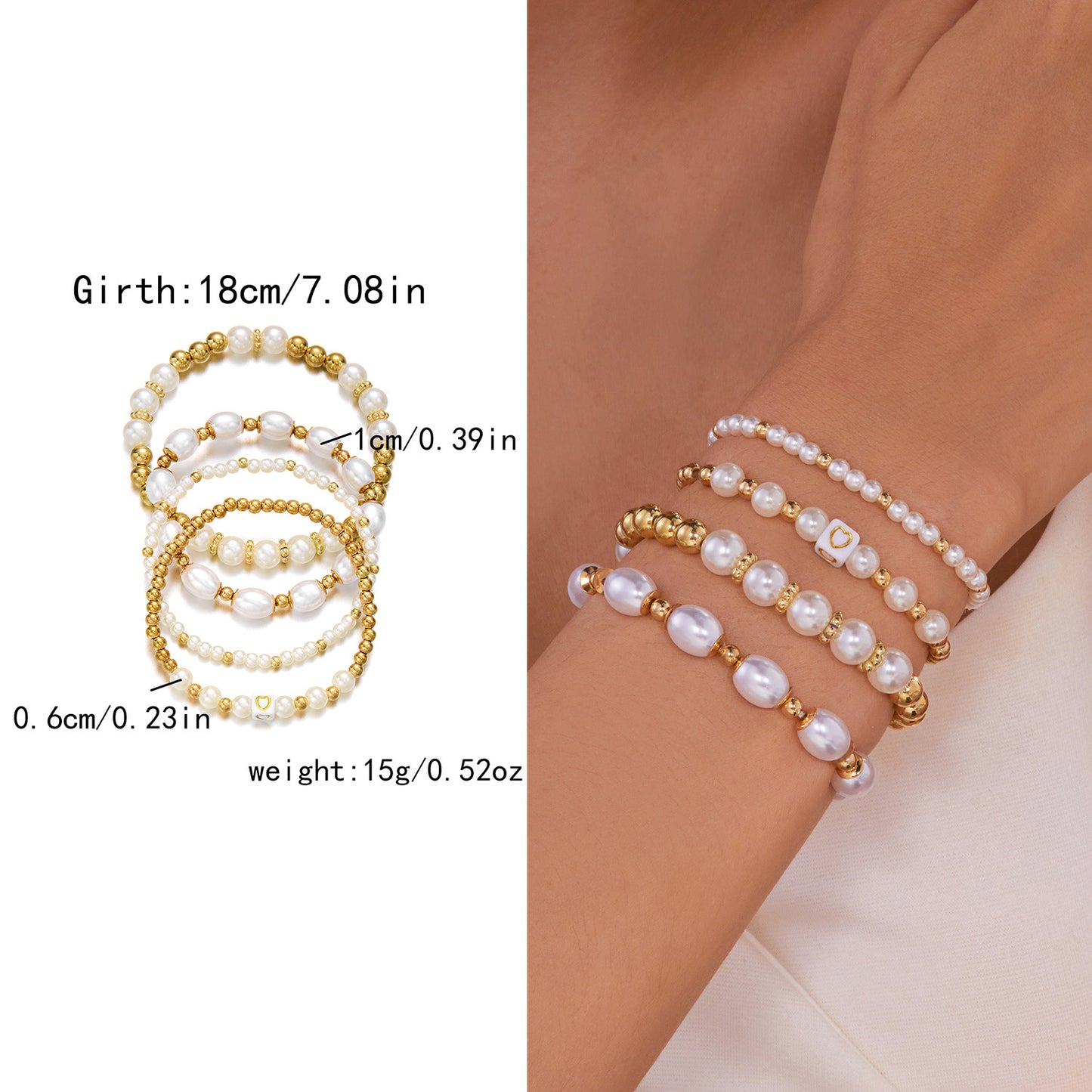 Women's High-grade Creative Imitation Pearl Love Woven Bracelets