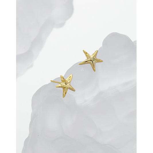 Women's Niche Design Temperamental Five-pointed Star Textured Earrings