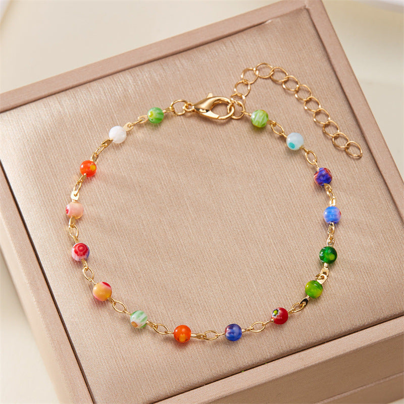 Women's High-grade Love Heart Flowers Beaded Small Flower Necklaces