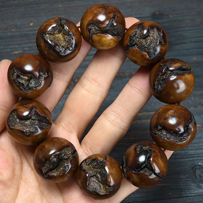 Men's Large Excellent Natural Lightning Strike Jujube Full Bracelet