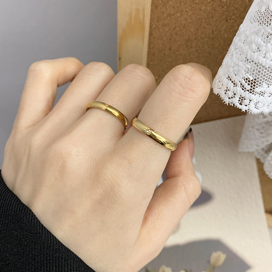 Girlfriends Simple Twin Narrow Edge Titanium Rings