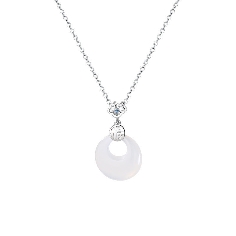 Women's Character Natural Jade Peace Buckle National Necklaces