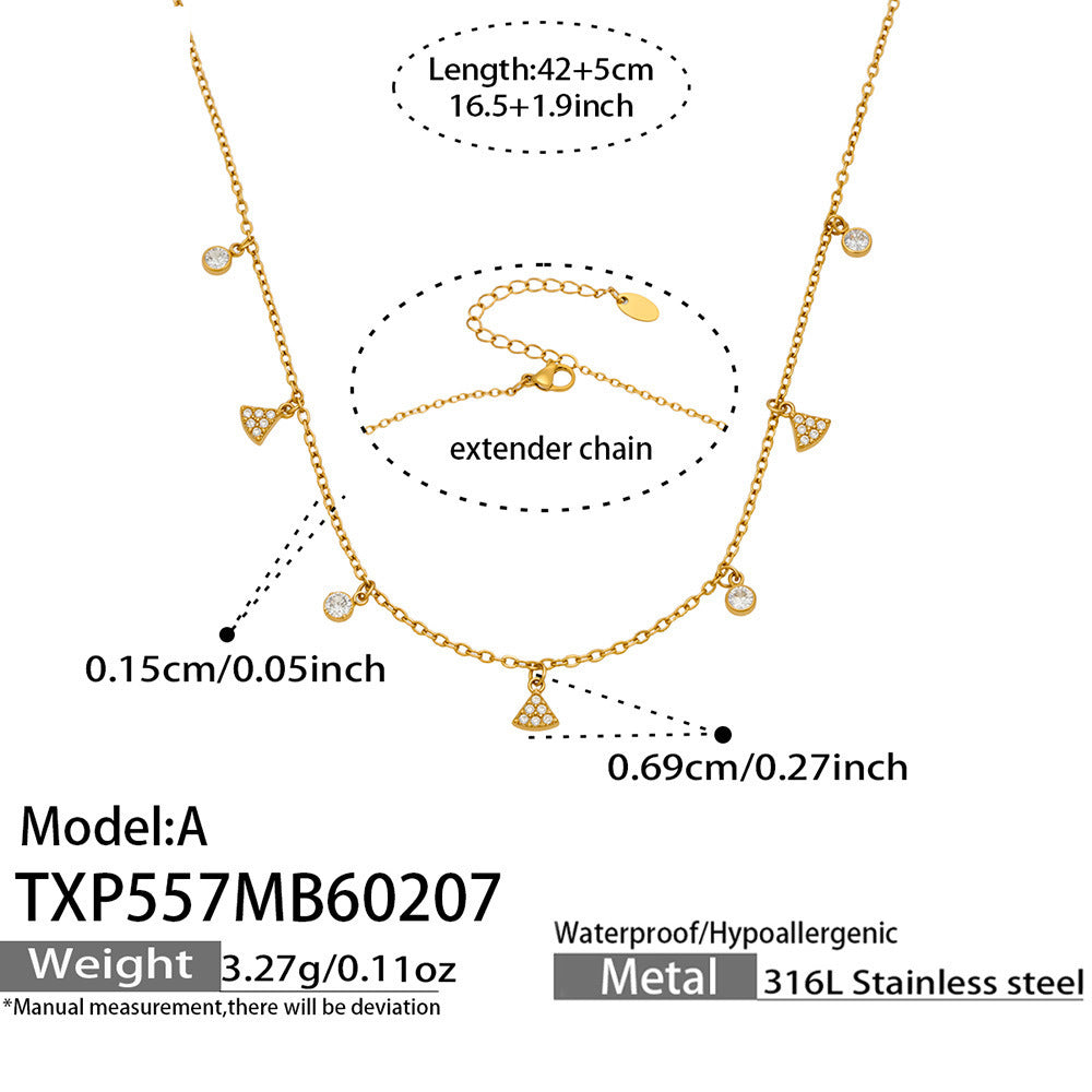 Luxury Fashion Zircon Six-pointed Star Word Twin Stainless Jewelry Set