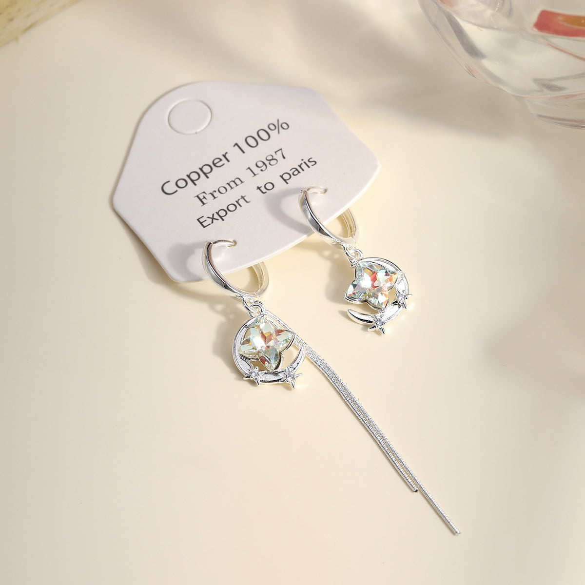Hug Asterism Ear Clip Asymmetric Design Cutout Heart Zircon Earrings