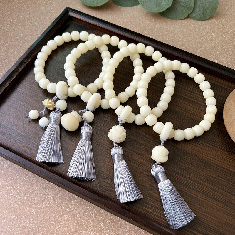 Chinese Style White Jade Bodhi Root Han Clothing Flexible Tassel Rings