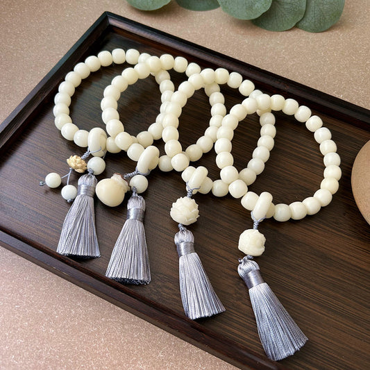 Chinese Style White Jade Bodhi Root Han Clothing Flexible Tassel Rings