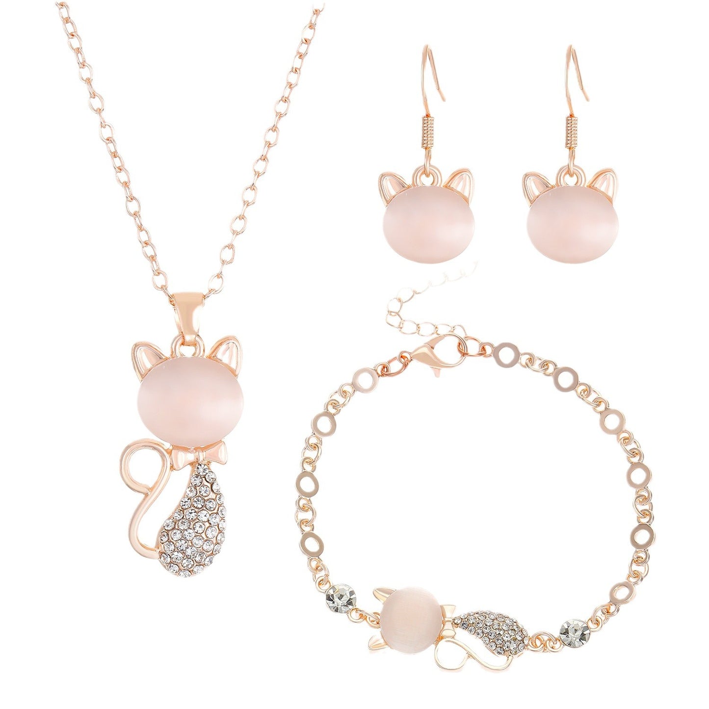 Women's Fashion Opal Cat Light Luxury Temperament Jewelry Set