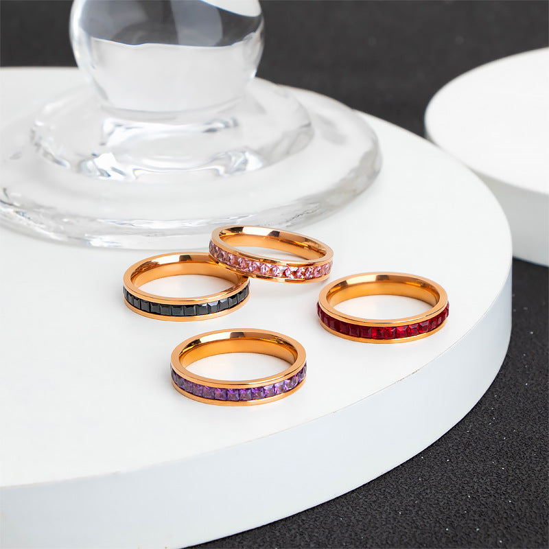 Personalized Color Female Titanium Steel Full Diamond Index Finger Ring