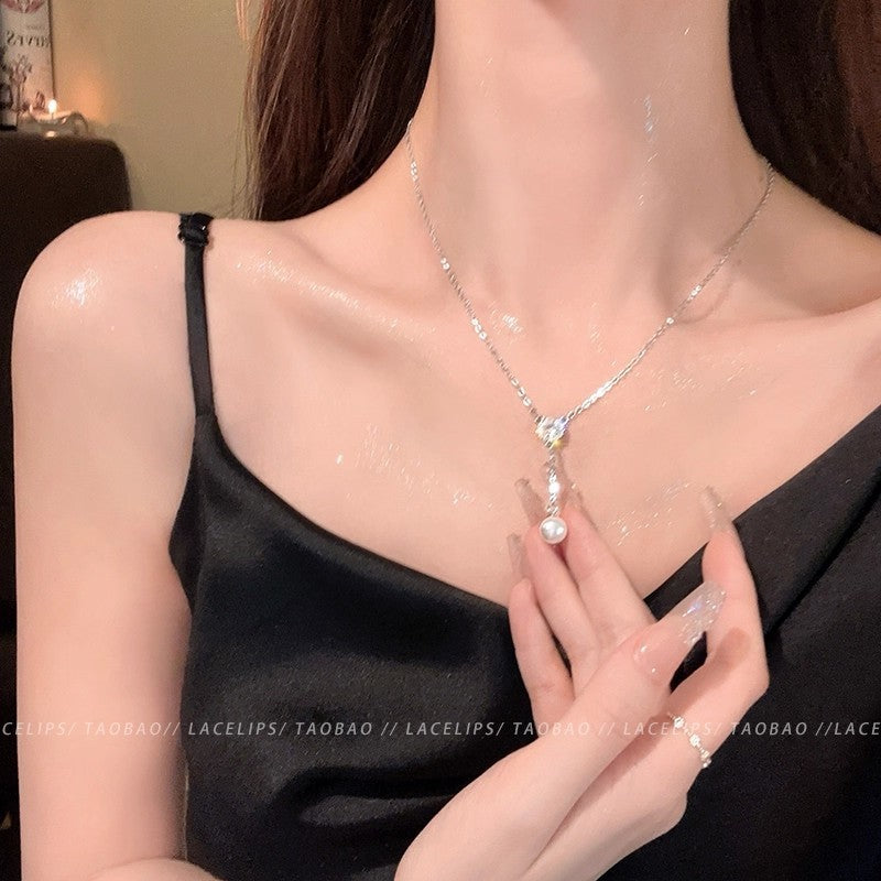 Sparking Zirconium Light Luxury Minority Design Sweet Graceful Bow Necklaces