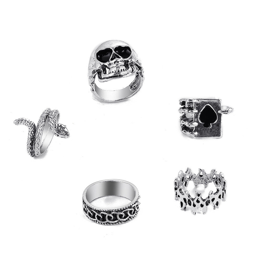 Metal Dark Style Hip Hop Vintage Distressed Spider Snake Rings