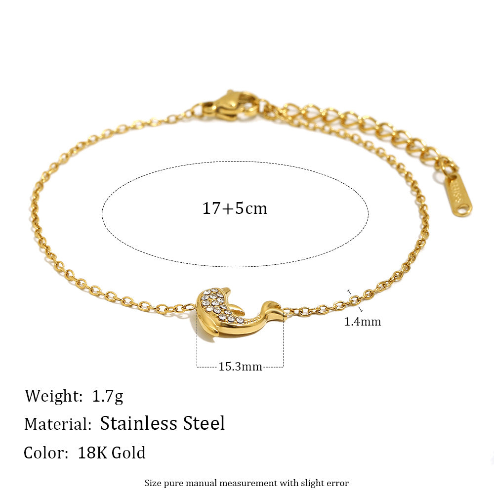 Fashion Simple Hand Stainless Steel Gold Plated Spot Drill Marine Bracelets