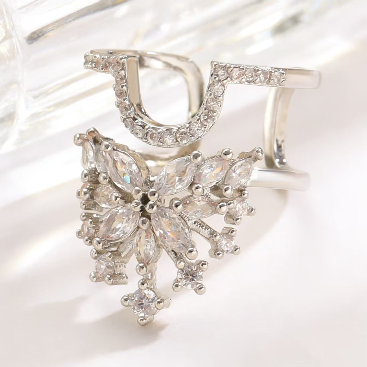 Geometric Trend Open Nail Female Design Exquisite Refined Ring