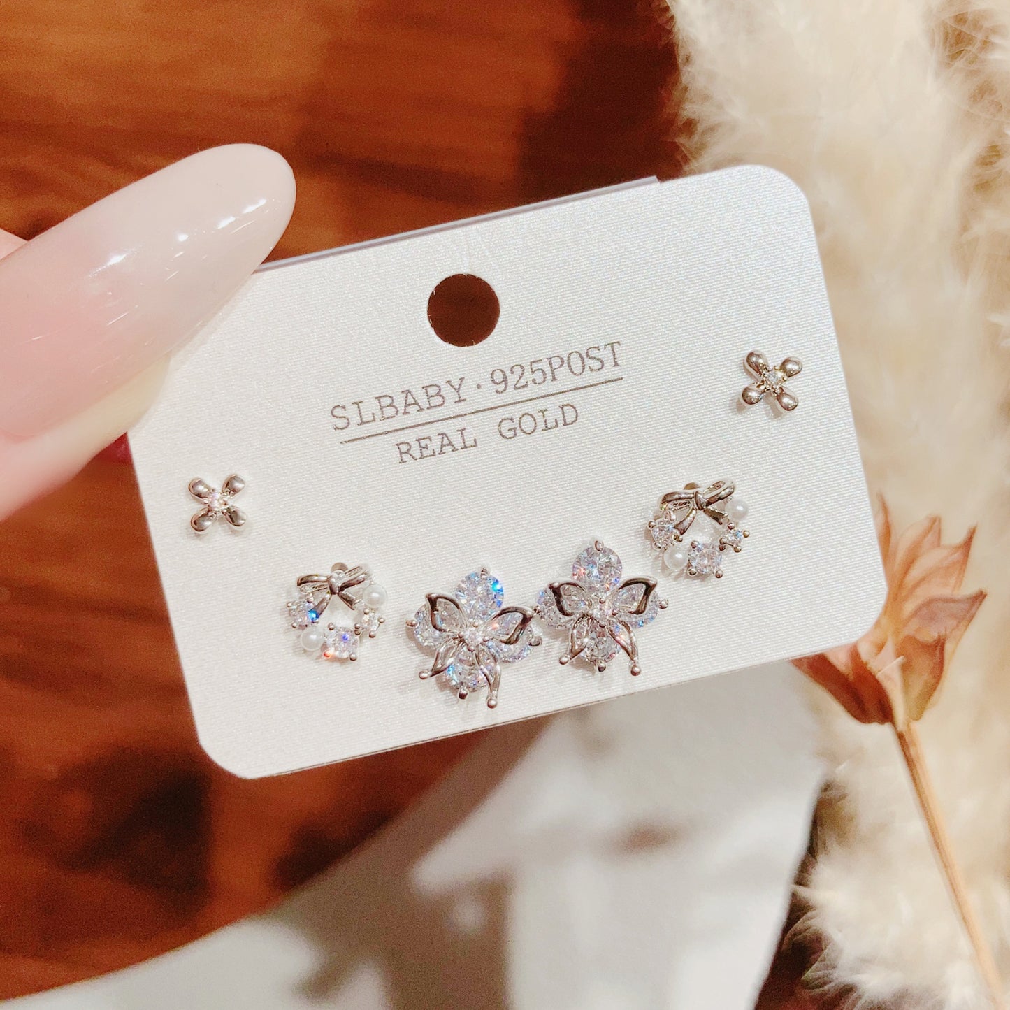 Summer Simple Style Temperament Three Pairs Of Butterfly Rings