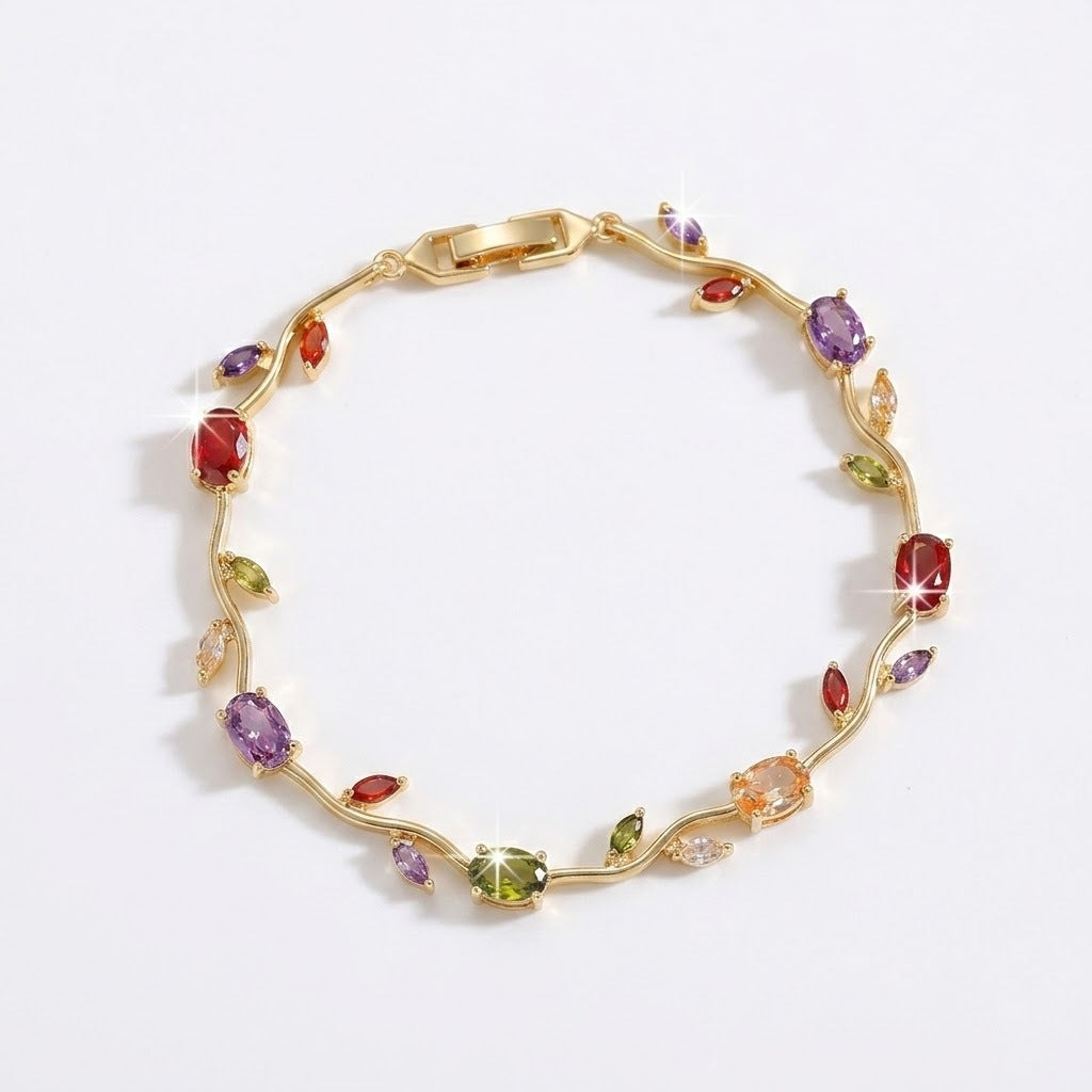 Women's Colorful Tulip Korean Zircon Style Full Diamond Bracelets