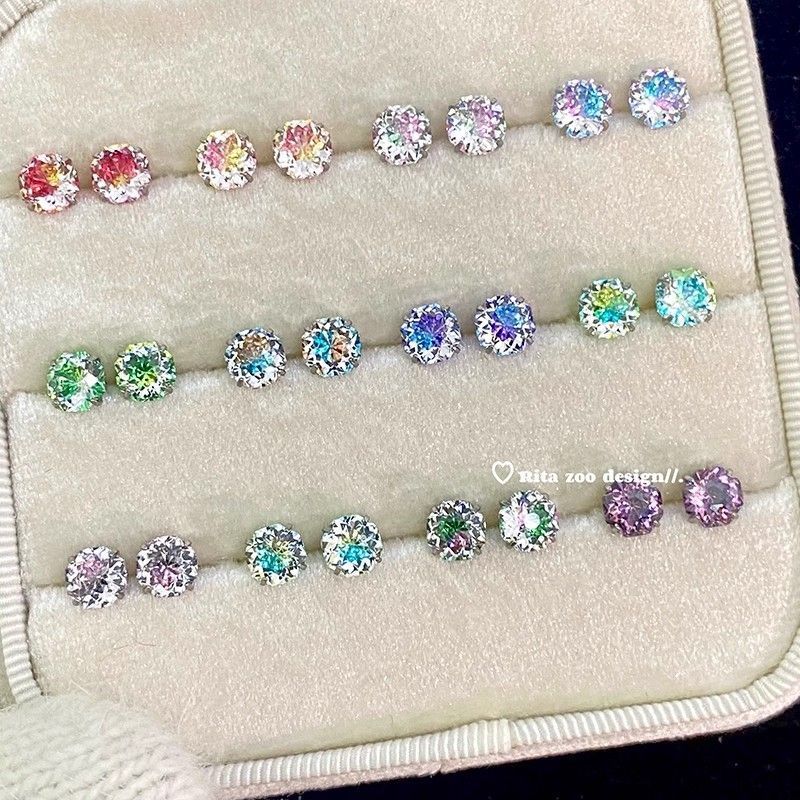 Stunning Ombre Bridal Flash Zircon Titanium Steel Ear Bone Minority Stud Earrings