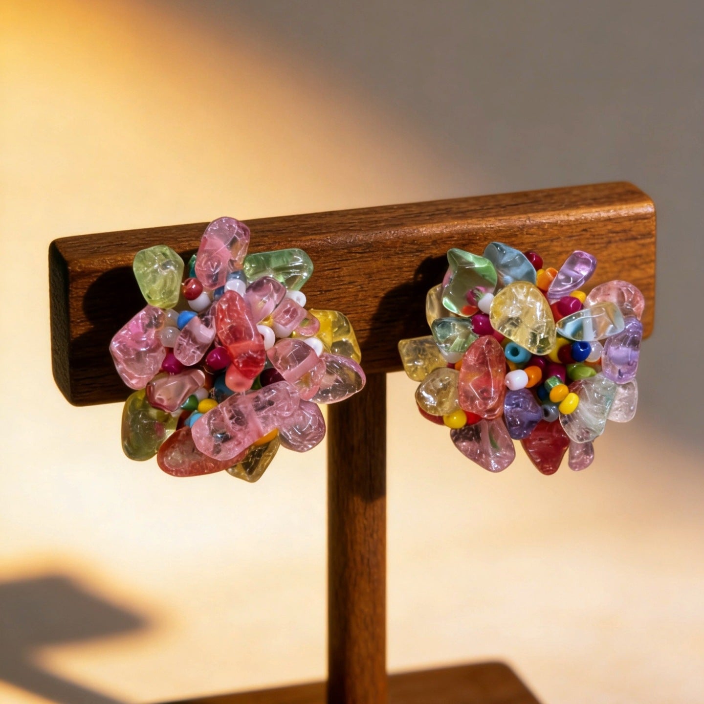 Grace Crystal Flower Color Beaded Petal Earrings