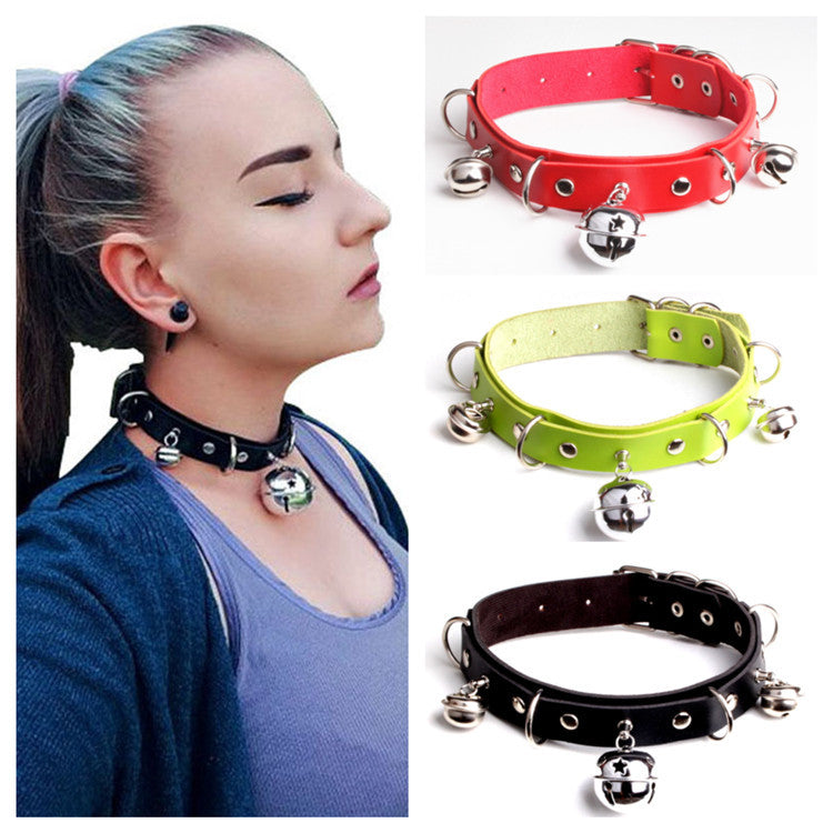 New Leather Sexy Big Bell Binding Necklaces