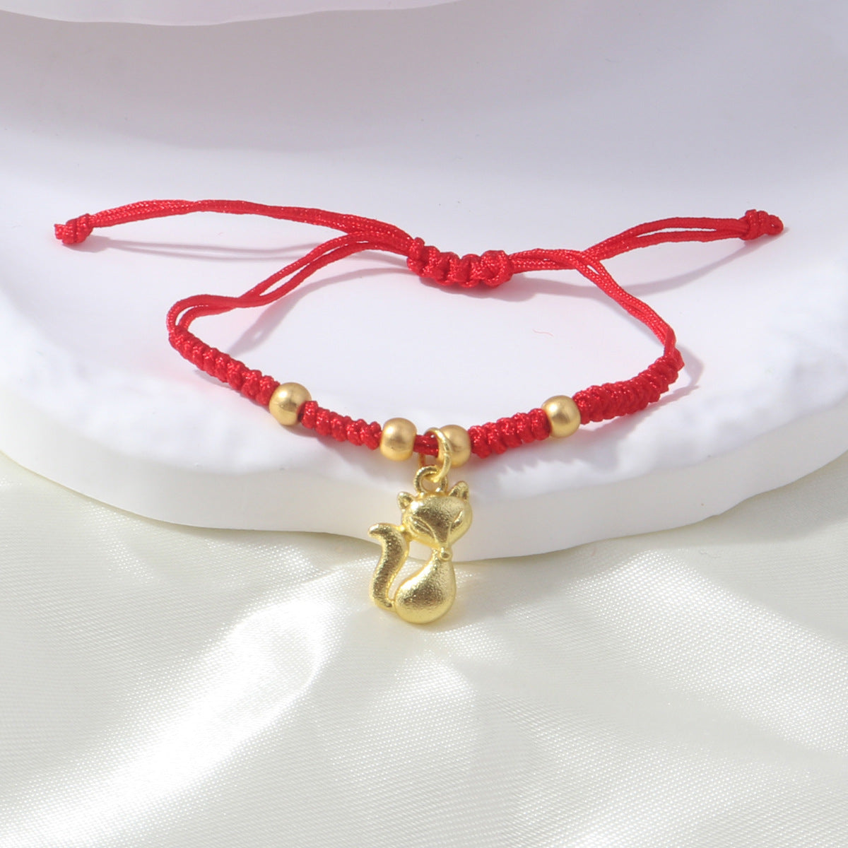 Braided Red Rope Auspicious Language Butterfly Fortune Cat Safe Joy Bracelets
