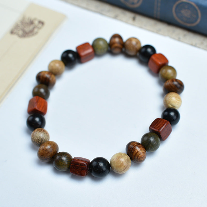 Women's & Men's Bamboo Festival Six Words Proverbs Moonstone Rosary Single Circle Bracelets