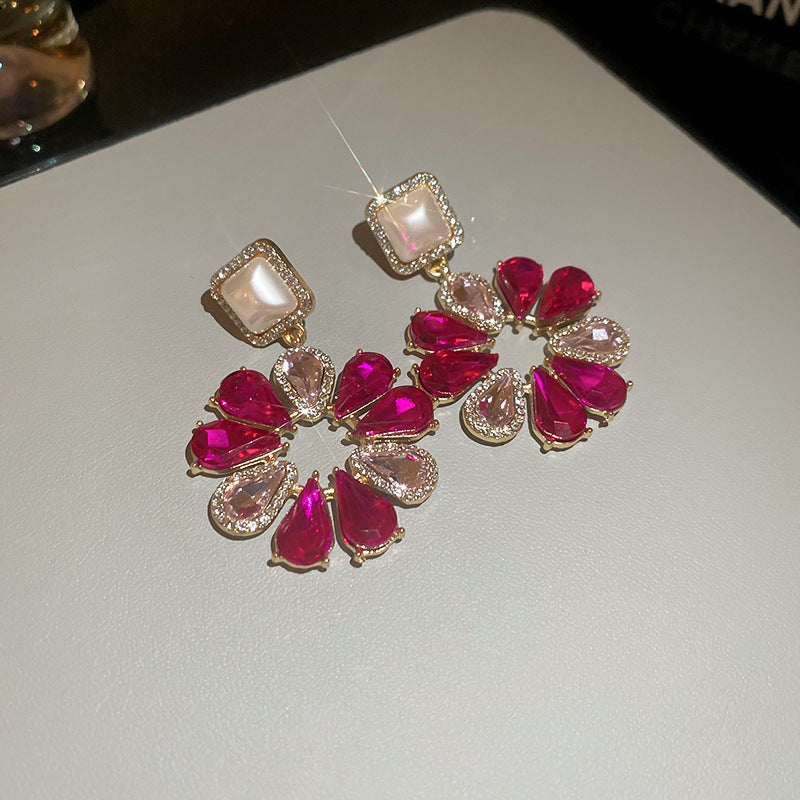 Sier Water Drop Flower Pearl French Retro Minority Affordable Luxury Rings