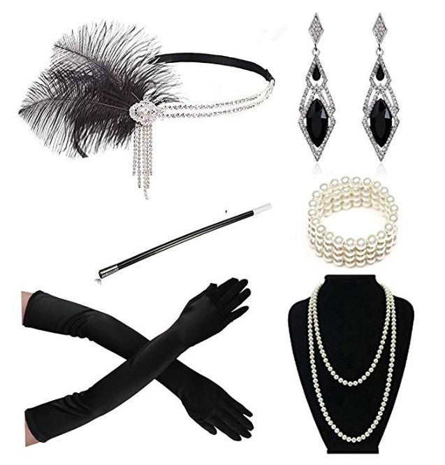 Red Feather Hair Band Masquerade Single Jewelry Set