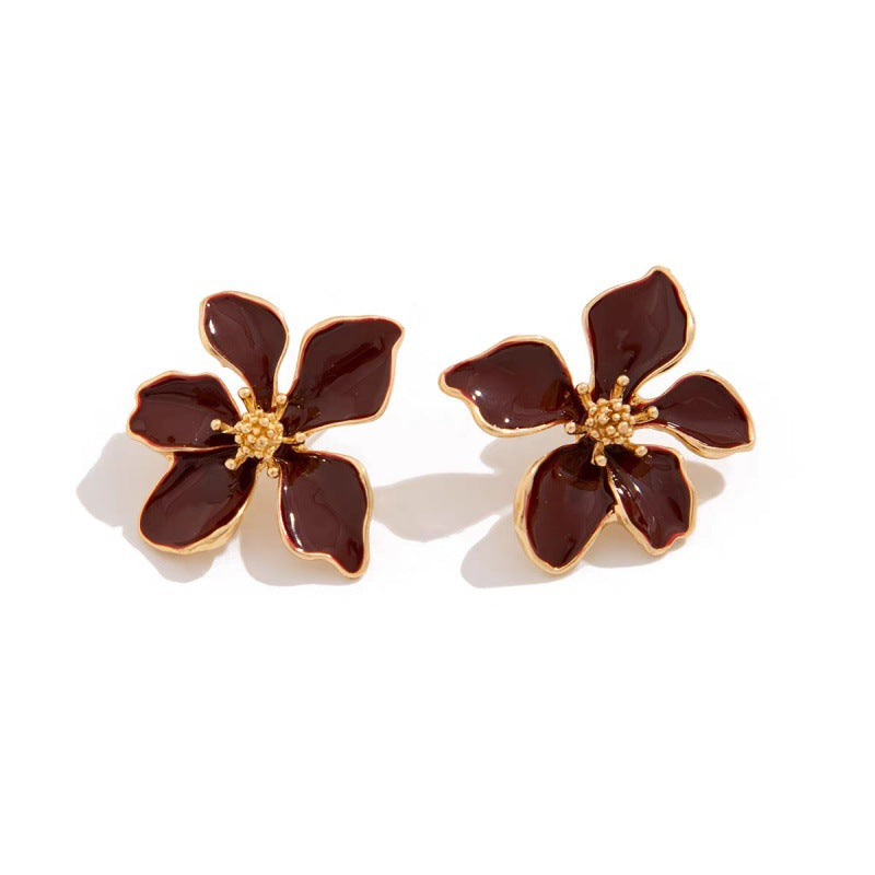 Women's Fashion Glaze Flowers High-grade Simple Personalized Trendy Earrings