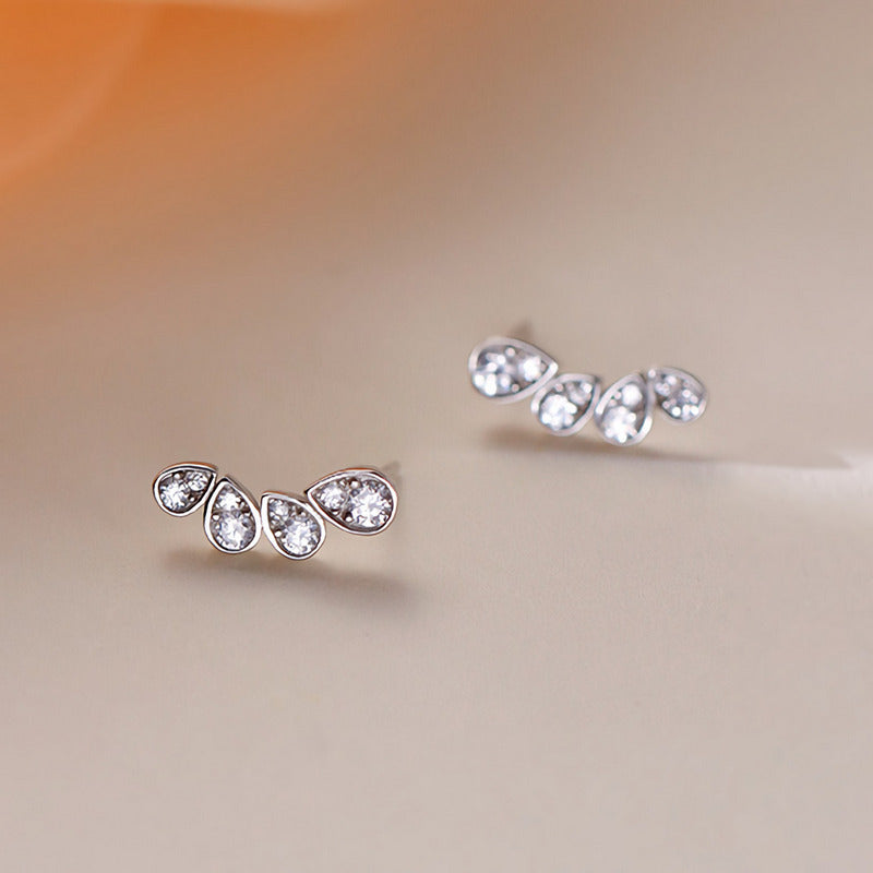 Drop Gang Drill Female Temperament Super Shiny Pear-shaped Zircon Tear Earrings