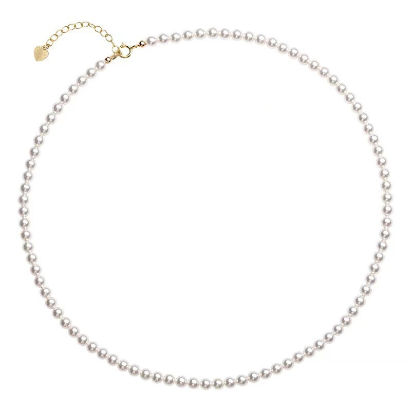 Women's Fine Perfect Circle Mini Small Pearl Necklaces