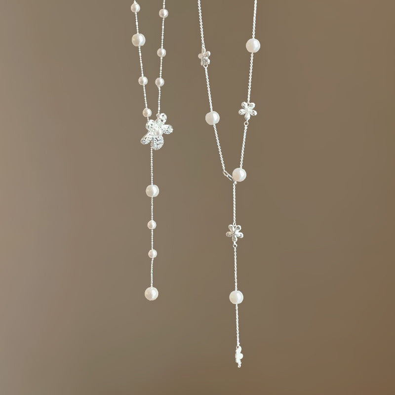 Women's Korean Style Pearl Flower Adjustable Simple Temperament Fashion Necklaces