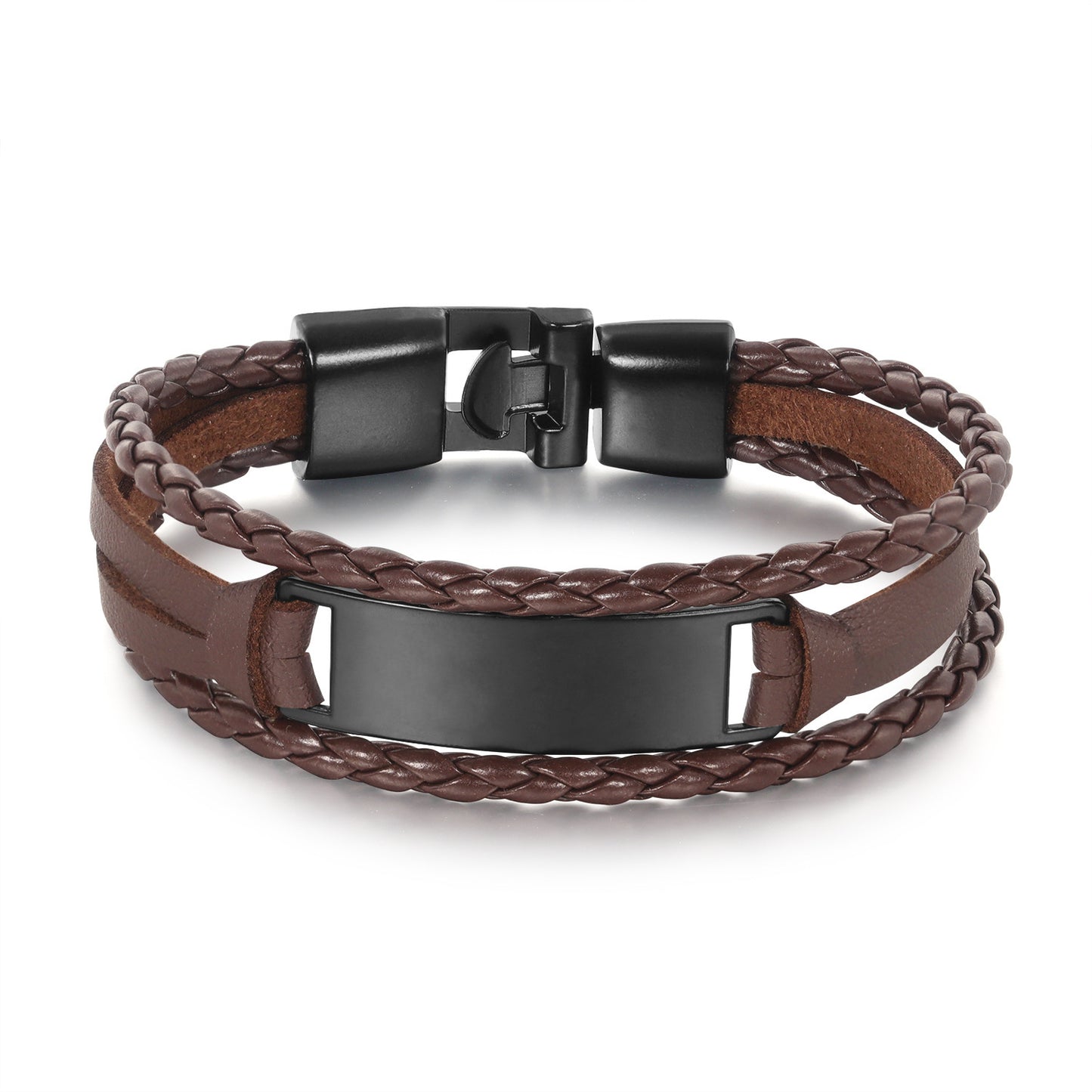 Men's Trendy Simple Woven Leather Glossy Personality Lettering Bracelet