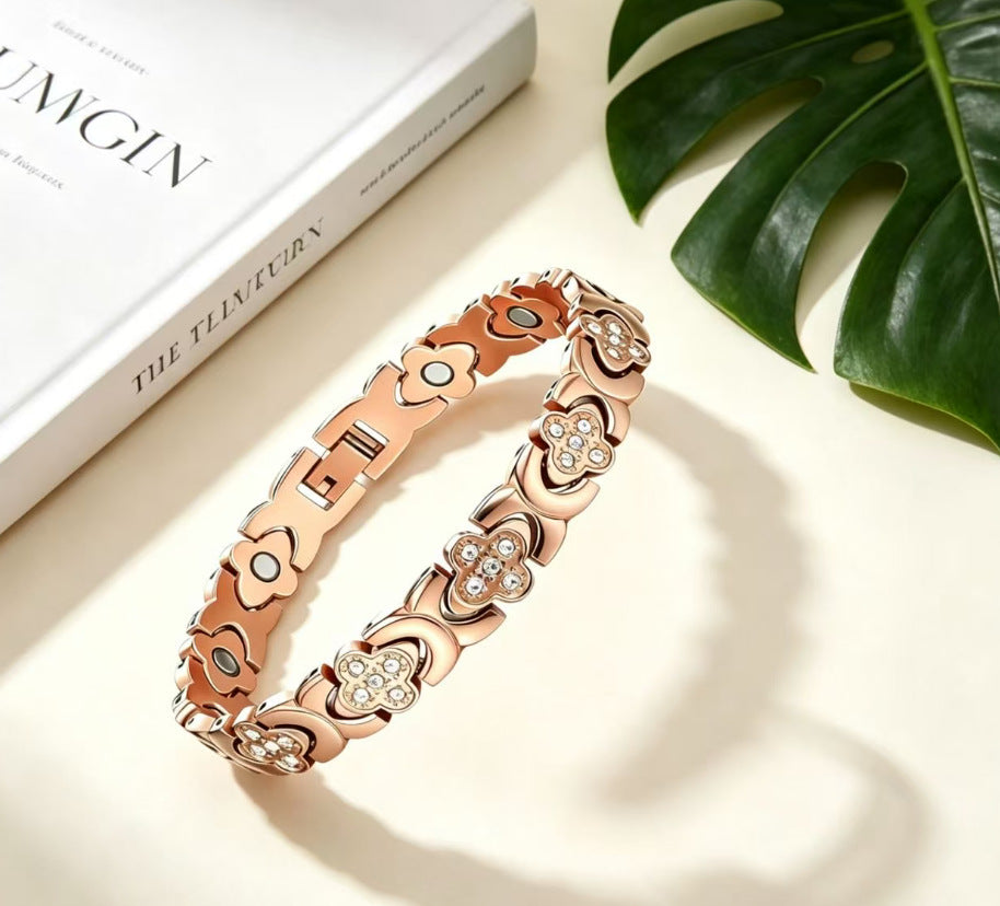 Women's & Men's Bronze Magnet Striped Fashion Full Series Bracelet