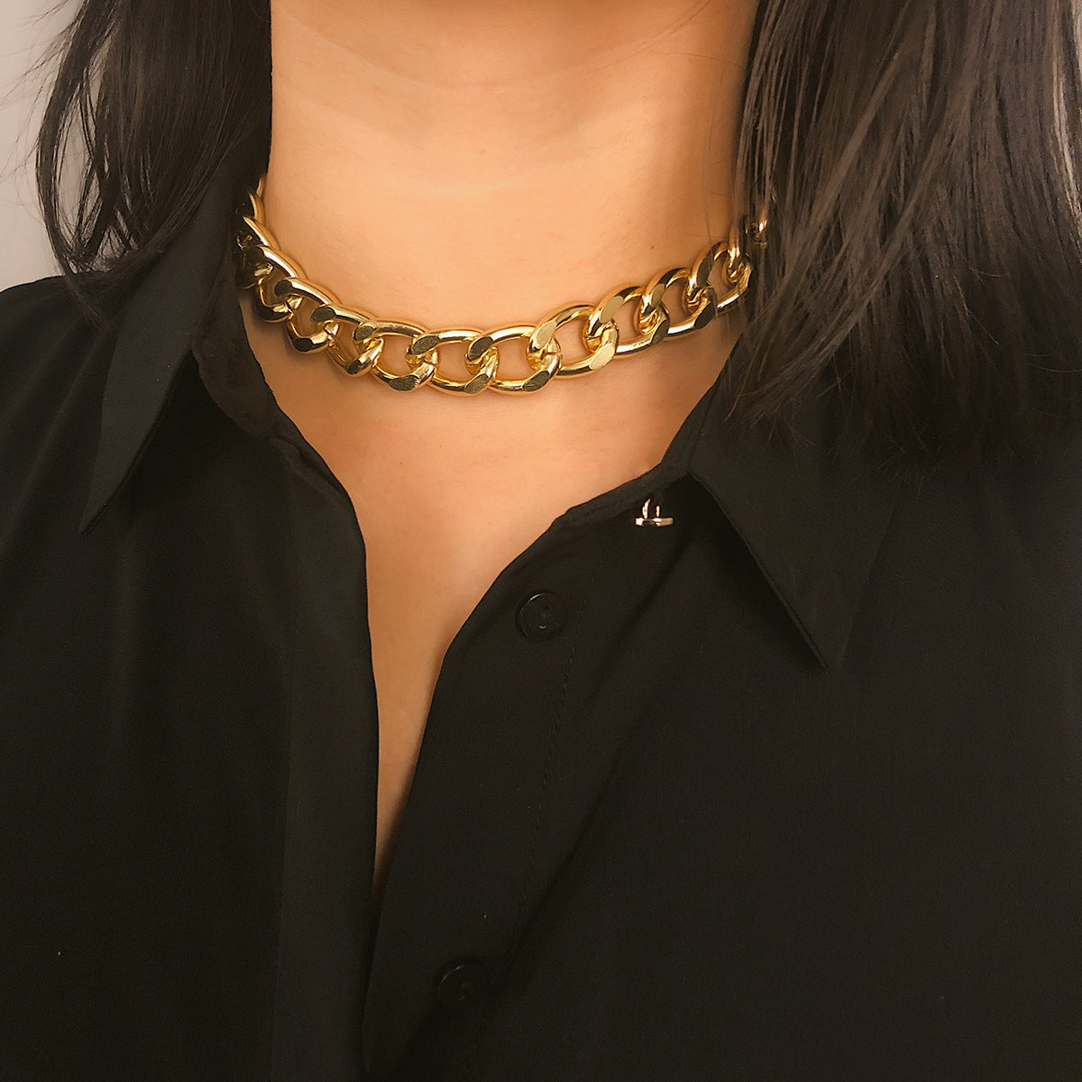 Punk Thick Chain Simple Vintage Sweater Creative Geometric Necklace