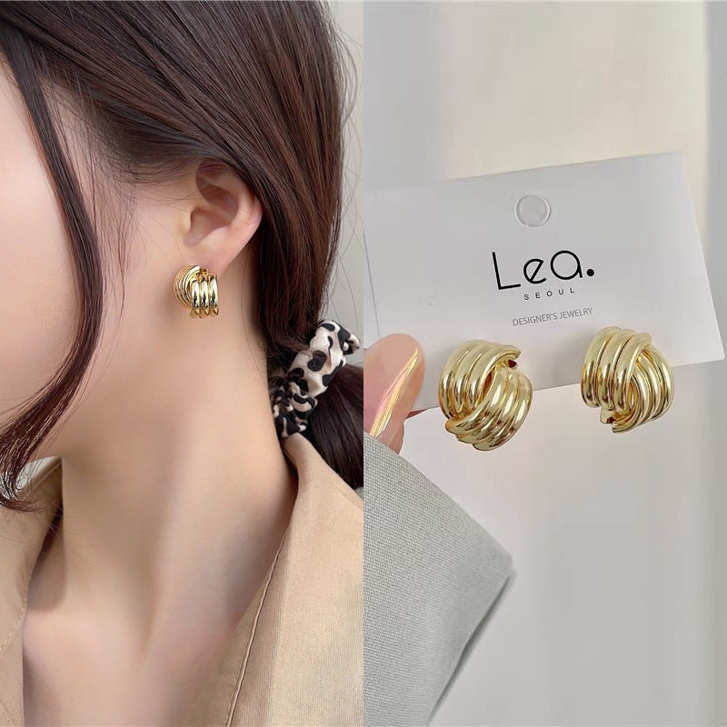 Women's Sier Needle Korean Simple Niche Temperament Earrings