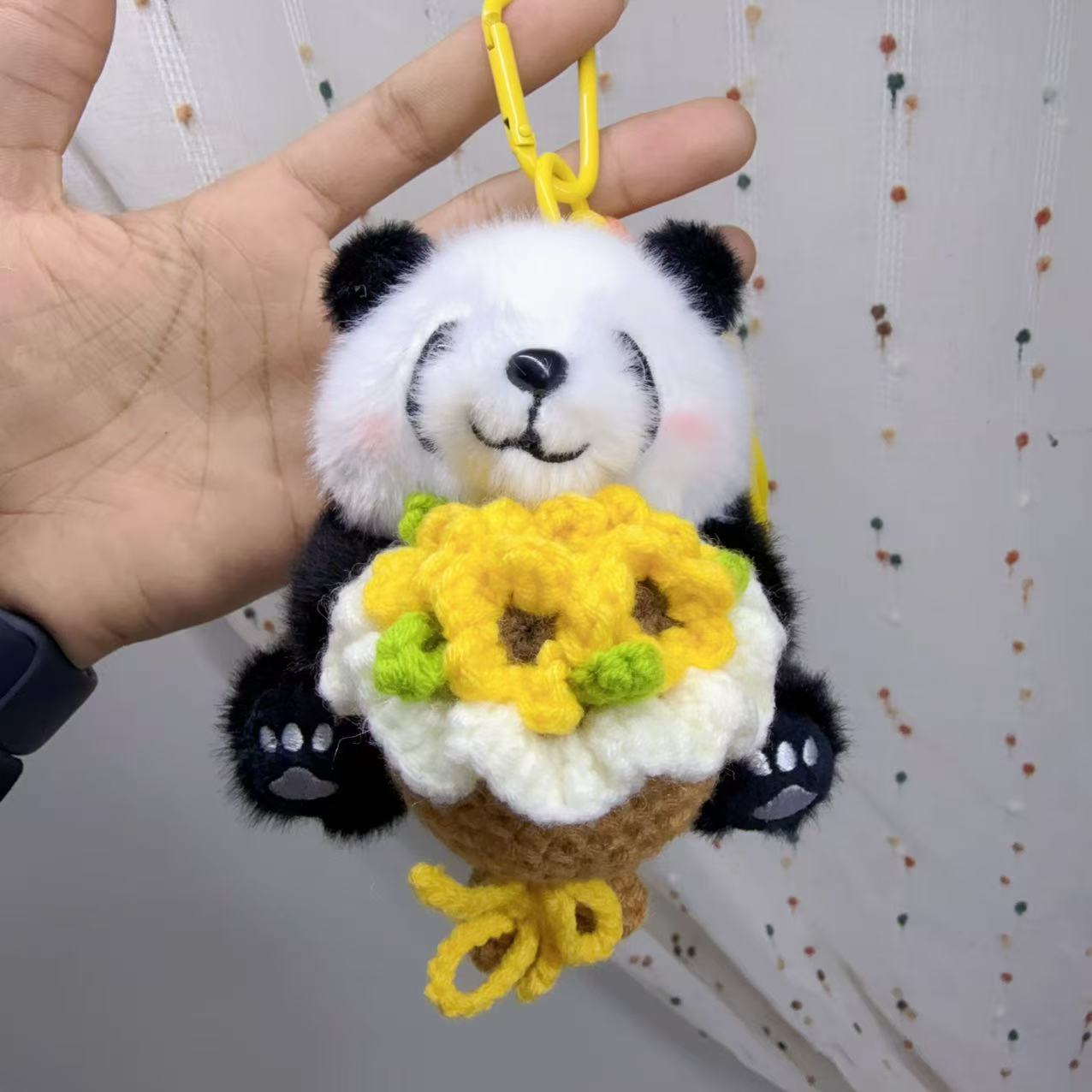 Artificial Giant Panda Knitted Plush Flower Hanging Ornaments