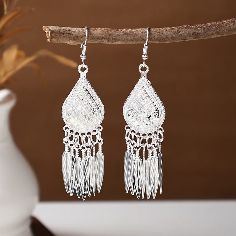 Women's Ethnic Style Imitation Miao Sier Colorful Earrings