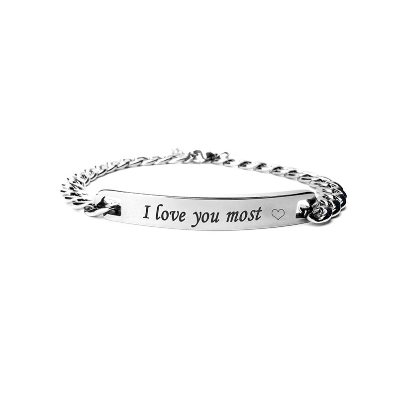 Stainless Steel Titanium Couple Wrist Chain Rings