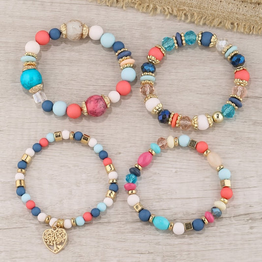 Style Crystal Peach Heart Beaded Ladies Bracelets