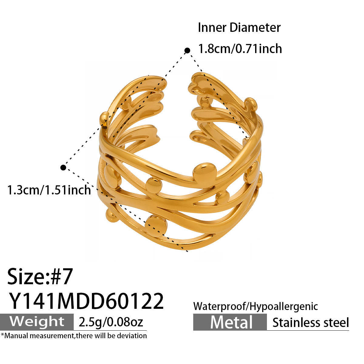 Design Geometric Stainless Steel Gold Plated Minority Fashion Rings